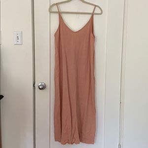 Blush linen/cotton spaghetti strap dress